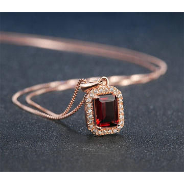 925 Sterling Silver Rose Gold Ruby Necklace Pendant